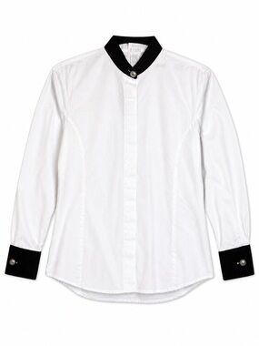 Nash Originals White Western Shirt Black Trim Concho Buttons Size L Vintage